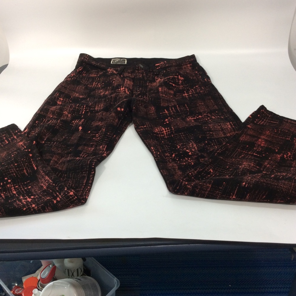 Bleach It And Dye Jeans John Rankine Art 33/32 Black Pink Upcycled Rustler Jeans